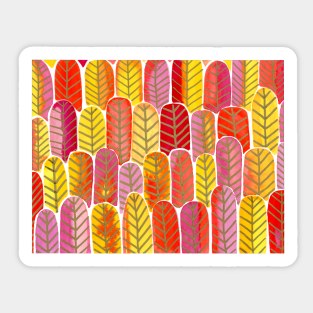 Feather Forest in Vibrant Gold, Pink, Orange, and Yellow Sticker